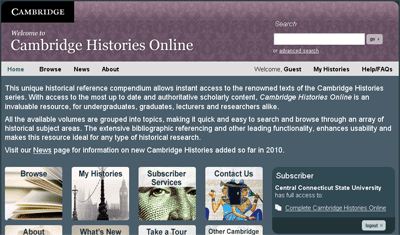 Cambridge Histories Online-Homepage